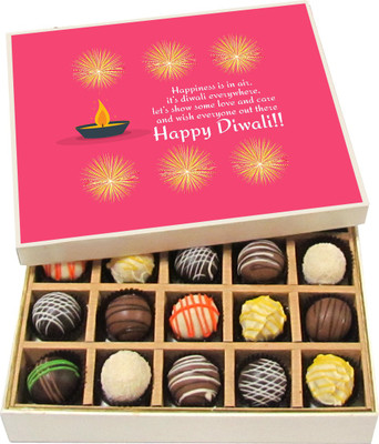 

Chocholik Diwali Gifts -Happiness Is In The Air - Dark, Milk, White Chocolate Truffles - 20pc Truffles(300 g)
