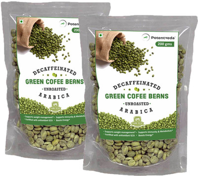 

potentveda Green Coffee beans Unroasted Arabica Roast & Ground Coffee 400 g(Pack of 2, Green Coffee Flavoured)