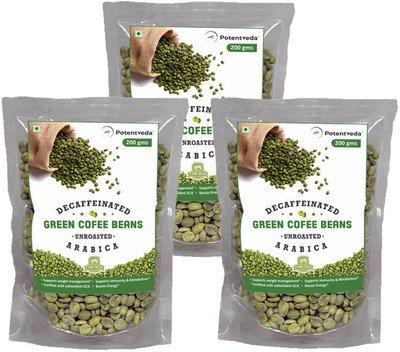 

potentveda Green Coffee Beans Unroasted Arabica Best Quality weight loss for Men & Women Roast & Ground Coffee 600 g(Pack of 3, Green Coffee Flavoured)