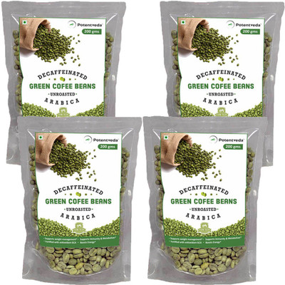 potentveda Green Coffee Beans Unroasted Arabica for Weight loss Men & Women Quality Beans Roast & Ground Coffee 800 g(Pack of 4, Green Coffee Flavoured)