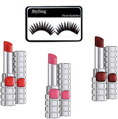 

Styling Eyelashes With L'oreal Shine 3 Shades Lipstick by Color Riche(Set of 4)