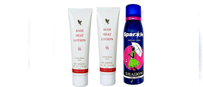 

Forever Living Forever Aloe Heat Lotion 118 ml (064) With one sparkle perfume spray 150 ml(Set of 3)