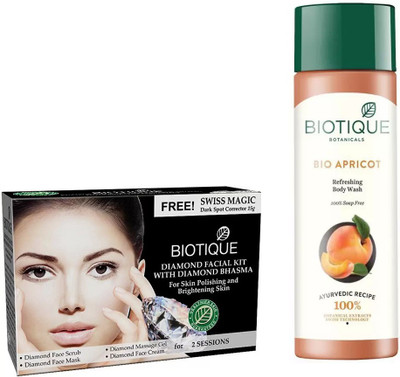 

BIOTIQUE BIO Bio Diamond Facial Kit, Bio Apricot Refreshing Body Wash(Set of 2)
