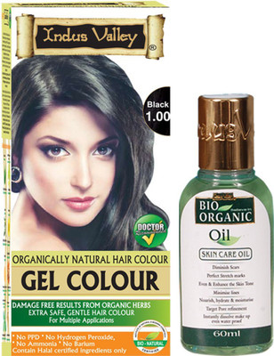 

Indus Valley Gel Black 1.00 Hair Color with Bio Organic Oil Combo Pack(Set of 2)