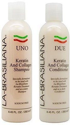 

Roomidea La-Brasiliana Uno Keratin And Collagen Shampoo 8.45Oz + Due Conditioner 8.45Oz Combo Set Sale!(249.9 ml)