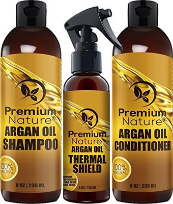 

Premium Nature Argan Oil Hair Treatment Gift Set - 3 Value Pack Morrocan Argan Oil Shampoo 8Oz Conditioner 8 Oz(236.59 ml)