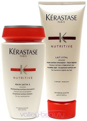 

Kerastase Nutritive Bain Satin 2 Shampoo 8.5 Ounce And Lait Vital Conditioner 6.8 Ounce Set(250 ml)