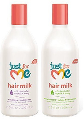 

Just For Me Hair Milk Set - Silkening Conditioner 13.5 Oz + Moisturesoft Sulfate Free Cleanser 13.5 Oz - With Shea Butter Soymilk & Honey - 2-Pack(399.24 ml)
