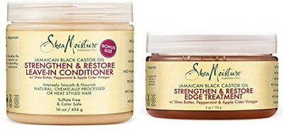 

Shea Moisture Jamaican Black Castor Oil Combination Pack - Strengthen & Restore - Leave-In Conditioner 16 Oz Edge Treatment 4 Oz(473.18 ml)
