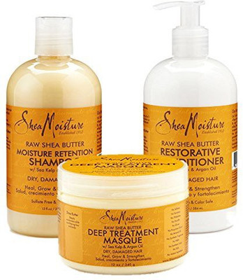 

Shea Moisture Raw Shea Butter Moisture Retention Combination Set - Includes 13 Oz. Shampoo 13 Oz. Conditioner & 12 Oz. Hair Masque(384.46 ml)