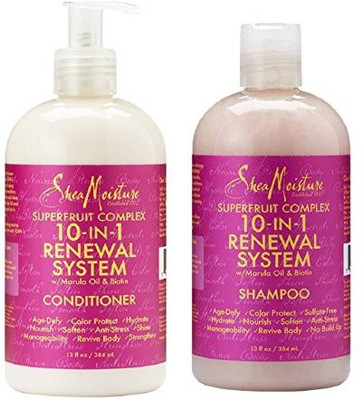 

Shea Moisture Superfruit Complex 10-In-1 Hair Growth Renewal System Shampoo & Conditioner Marula Oil And Biotin 13 Fl Oz Each(384.46 ml)