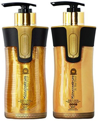 

Keratin Cure Gold & Honey 2 Piece Hair Care Sulfate Free Shampoo Conditioner For Repair Moisturize Argan & Fruit Oils Shea Botanicals 300Ml 10 Fl Oz(300 ml)