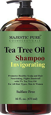 

Majestic Pure Tea Tree Shampoo Sulfate Free With 5% Tea Tree Essential Oil Deep Cleansing For Dandruff Dry Scalp And Itchy Hair For Men & Women- 16 Fl Oz(473.18 ml)