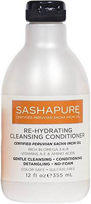 

Sashapure Re-Hydrating Cleansing Conditioner 12 Ounce Sulfate-Free 355Ml Gently Cleansing Conditioning Detangling No Foam(354.88 ml)