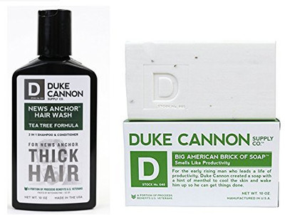 

Duke Cannon Big American Brick Of Soap And Hair Wash Combo - Smells Like Productivity Bar Soap And 2 In 1 Shampoo + Conditioner Tea Tree Formula(295.74 ml)