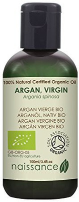 

Naissance Organic Argan Oil 3.4 Fl Oz. Virgin Cold Pressed Carrier Oil For Skin Hair & Nails. Uk Soil Association Organic Certified.(100.55 ml)