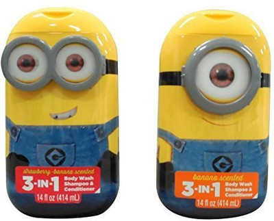 

Despicable Me Minion 3-In-1 Bodywash Shampoo & Conditioner Strawberry Banana And Banana Scented Two 14 Fl Oz Bottles(414.03 ml)