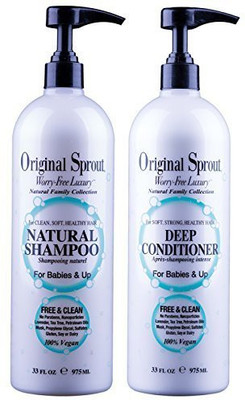 

Original Sprout Natural Shampoo And Deep Conditioner Bundle. Organic Sulfate Free Shampoo And Deep Conditioning Treatment For Natural Hair Care. 33 Oz Each.(975.93 ml)