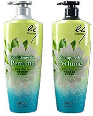 Elastine Perfumed Pure Breeze Hair Shampoo+Conditioner Set 600Mlx2(600 ml)