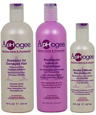 Aphogee Shampoo For Damaged Hair + Provitamin Leave-In Conditioner 16Oz + Keratin 2 Minute Reconstructor 8Oz Set(473.18 ml)