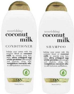 

Organix Ogx Nourishing Coconut Milk Shampoo + Conditioner Jumbo Combo Pack 25.4 Ounce Set(751.17 ml)