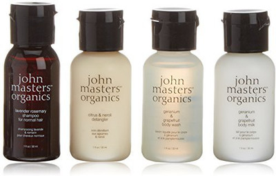 

John Masters Organics - Essential Trial Set For Hair & Body - Lavender Rosemary Shampoo 1 Oz Citrus & Neroli Detangler 1 Oz Geranium & Grapefruit Body Wash - 4 Oz(29.57 ml)