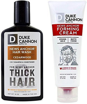 

Duke Cannon Thick Hair Forming Cream And Hair Wash Combo - For News Anchor Thick Hair - 2 In 1 Shampoo & Conditioner And Pomade(295.74 ml)