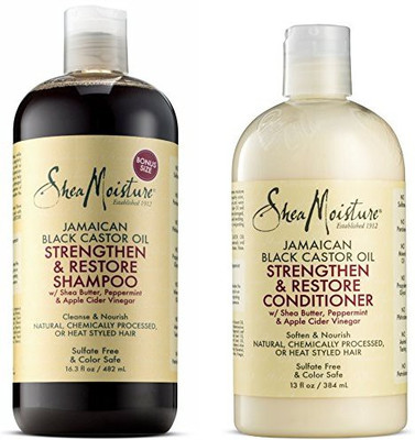 

Shea Moisture Strengthen Grow & Restore Shampoo And Conditioner Set Jamaican Black Castor Oil Combination Pack 16.3 Oz Shampoo & 13 Oz. Conditioner(384.46 ml)