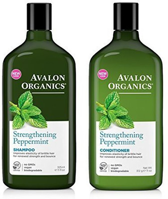 

Avalon Organics Strengthening Peppermint Shampoo And Conditioner Bundle With Aloe Leaf Juice Sunflower Seed Oil Olive Oil And Peppermint Oil 11 Oz. And 11 Oz. Each(325.31 ml)