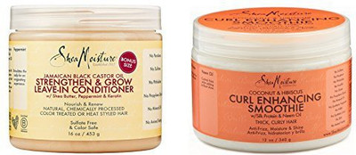 

Shea Moisture Conditioner & Smoothie Combination Pack -Strengthen & Restore Leave-In Conditioner 16 Oz. & Coconut & Hibiscus Curl Enhancing Smoothie 12 Oz.(473.18 ml)