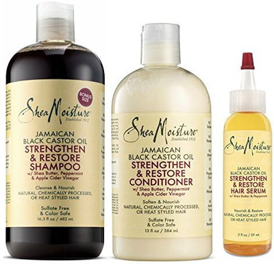 

Shea Moisture Jamaican Black Castor Oil Strengthen Grow & Restore Combination Pack Shampoo 16.3 Ounce | Conditioner 13 Ounce | Hair Serum 2 Ounce(482.05 ml)