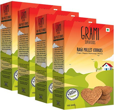 Grami Superfoods Ragi millet cookies, (pack of 4)(600 g, Pack of 4)