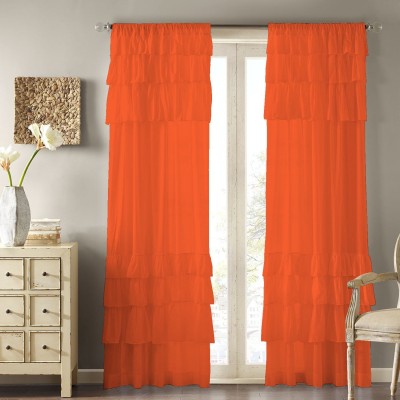 Dekor World 215 cm (7 ft) Cotton Room Darkening Door Curtain (Pack Of 2)(Solid, Orange)