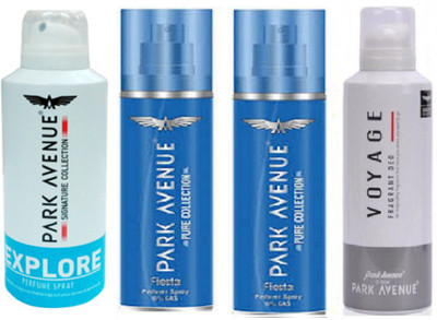 

Park Avenue 2 fiesta , explore & voyage Deodorant Spray - For Men(500 ml, Pack of 4)