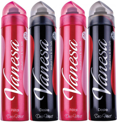 

VANESA PETAL,DESIRE & PETAL,DESIRE Deodorant Spray - For Women(600 ml, Pack of 4)