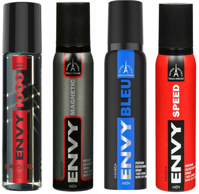 

ENVY SPEED DEODORANT 120 ML+BLEU DEODORANT 120 ML+MAGNETIC DEODORANT 120 ML+1000 CRYSTAL DEODORANT 120 ML Deodorant Spray - For Men & Women(120 ml, Pack of 4)