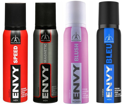

ENVY SPEED DEODORANT 120 ML+BLEU DEODORANT 120 ML+MAGNETIC DEODORANT 120 ML+BLUSH DEODORANT 120 ML Deodorant Spray - For Men & Women(120 ml, Pack of 4)