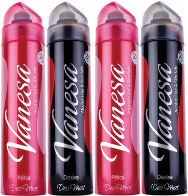 

vanesa Desire,Petal Deodorant Spray - For Women(600 ml, Pack of 4)