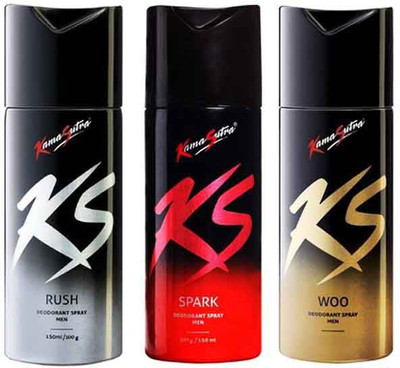 

KS WOO RUSH SPARK Body Spray - For Men & Women(450 ml, Pack of 3)