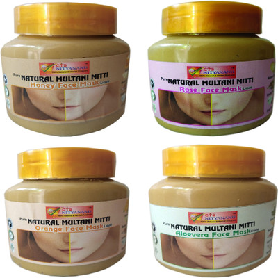 CTS NITYANAND PURE NATURAL MULTANI MITTI ( ALO VERA ,HOUNY , OREANGE , ROSE FACE MASK PACK OF 4 PRODUCT COMBO )(223 g)