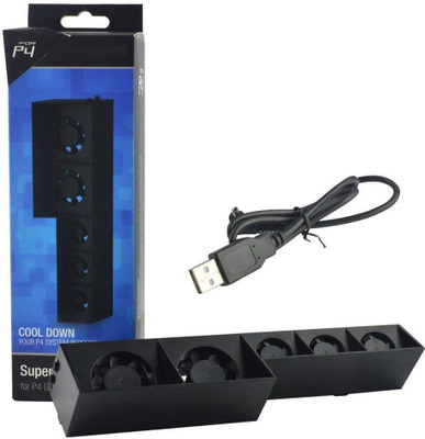 

Microware for PS4 Cooling Fan External Cooler Fan for Playstation 4 PS4 Turbo Temperature Control Five Fans USB Cable Gaming Accessory Kit(Black, For PS4)
