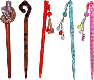

CHARM Combo of Multi Color Juda Sticks Bun Stick(Multicolor)