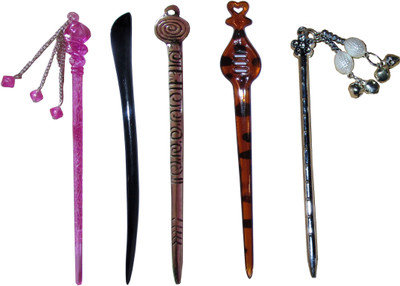 

Anjan Combo of Multi Color Juda Sticks Bun Stick(Multicolor)