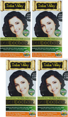 

Indus Valley Organically Natural Gel Dark Brown 3.00- One Touch Pack- 4 Set- Hair Color(Dark Brown 3.00)