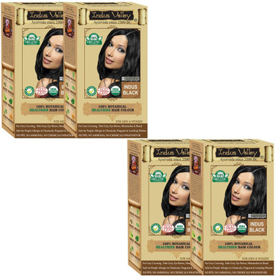 

Indus Valley 100% Organic Botanical Indus Black- 4 Set- One Touch Pack- Hair Color(Indus Black)