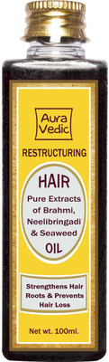 

Auravedic Restructuring Brahmi, Neelibringadi & Seaweed Hair Oil(100 ml)