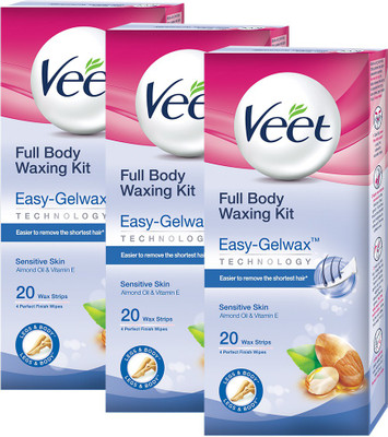 

Veet Full Body Sensitive Skin Waxing Kit Strips(60, Set of 3)