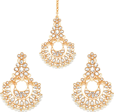 MEENAZ Brass, Crystal, Copper Gold-plated Gold Jewellery Set(Pack of 1)