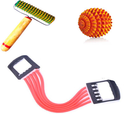 

ATTRACTIVE 5 Rubber Chest Expander With Acupressure Wooden Accessories Gym & Fitness Kit