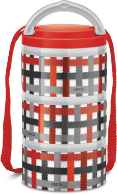 

Milton Microwow Tiffin 3 3 Containers Lunch Box(400 ml), Red
